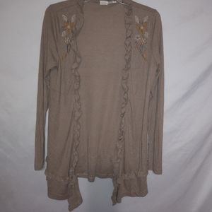 Blue Bird M Precious Caramel Cardigan Duster Top